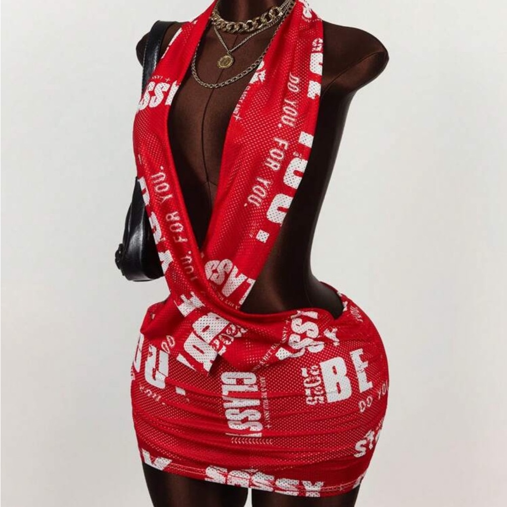 Red Graphic Print Women's Dress